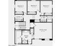 Upstairs floor plan featuring four bedrooms, two bathrooms, primary suite, primary bath, and laundry at 14467 W Sand Hills Rd, Surprise, AZ 85387