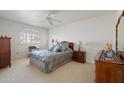 Bright bedroom featuring plantation shutters, plush carpet, and a neutral color palette at 511 W Cherrywood Dr, Sun Lakes, AZ 85248