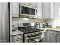 Modern kitchen appliances, including a stainless steel gas range, microwave, and granite countertops at 5450 E Deer Valley Dr # 2023, Phoenix, AZ 85054