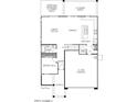 First floor plan featuring open-concept living, kitchen, dining, bedroom 4, bath 3 and a 2-car garage at 43372 N Wollemi St, Queen Creek, AZ 85140