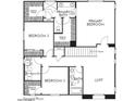 A well-designed second floor plan featuring 3 bedrooms, 2 bathrooms, walk-in closets and a loft area at 43372 N Wollemi St, Queen Creek, AZ 85140