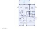 Detailed floor plan showcasing the layout with two bedrooms, gathering room, and kitchen with island at 21281 N 270Th Dr, Buckeye, AZ 85396