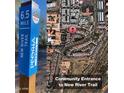 Signage indicates 'Community Entrance to New River Trail' with map highlighting nearby walking trails at 9295 W Wood Dr, Peoria, AZ 85381