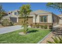 Single-story home with desert landscaping, a two-car garage, and a well-maintained front lawn with a shade tree at 4582 E Jadeite Dr, San Tan Valley, AZ 85143