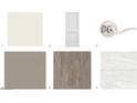 Selection of interior design samples, including flooring, paint, and hardware options for a personalized touch at 17960 W Long Lake Rd, Goodyear, AZ 85338