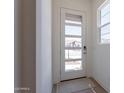 Bright entryway featuring natural light from the sidelight window and stylish modern door with glass panels at 17966 W Long Lake Rd, Goodyear, AZ 85338