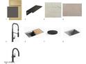 Selection of interior design materials include cabinet door, handle, flooring and countertop samples at 23656 N 123Rd St # 240, Scottsdale, AZ 85255