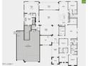 Detailed floor plan showcasing a 5-car garage, primary suite, kitchen, and outdoor living space at 18921 E Ashridge Dr, Queen Creek, AZ 85142