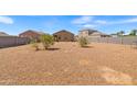 Large backyard with gravel landscaping, offering ample space and privacy with block wall fencing at 4053 N 308Th Ln, Buckeye, AZ 85396