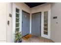 Welcoming entryway with glass block accents and a cute 'oh hello' doormat at 3633 N 3Rd Ave # 2012, Phoenix, AZ 85013