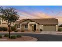 Charming single-story home boasting manicured landscaping, neutral colors, and a two-car garage at 18611 E Raven Dr, Queen Creek, AZ 85142