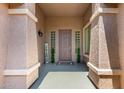 Charming front porch with decorative accents, a welcoming door, and stylish design elements at 2698 E Carla Vista Dr, Gilbert, AZ 85295