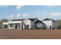 Expansive rear view of the house features an extended patio and clean, modern architectural lines at 28668 N 151St Ave, Surprise, AZ 85387