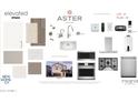 Selection of interior materials including cabinets, flooring, fixtures and appliances for the Aster Union Park at 2457 W Rowel Rd, Phoenix, AZ 85085