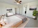 Cozy primary bedroom featuring carpet floors, ceiling fan, and ample natural light at 7924 S 70Th Ln, Laveen, AZ 85339