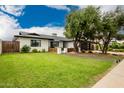 Beautifully landscaped front yard highlighting the home's modern design and inviting outdoor seating area at 3619 N 87Th St, Scottsdale, AZ 85251