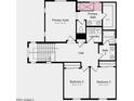 Second floor floor plan featuring primary suite, two bedrooms, two baths, laundry, and hall at 14596 W Sand Hills Rd, Surprise, AZ 85387