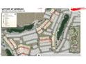 Aerial view of community showcasing lot locations, surrounding streets, and golf course views at 20705 W San Miguel Ave, Buckeye, AZ 85396