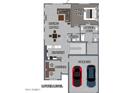 A clear and concise floor plan of the home's lower level, including the living room, kitchen, office, and garage at 3835 W Fox Rd, Laveen, AZ 85339