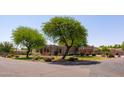 Well-maintained desert home with lush landscaping, mature shade trees, and a inviting curb appeal on a sunny day at 19515 E Via Del Palo --, Queen Creek, AZ 85142