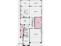 First floor plan of a home featuring a living room, dining room, kitchen, bedroom, bathroom, and two-car garage at 7670 W Crabapple Dr, Peoria, AZ 85383