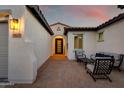 Cozy courtyard featuring seating area and inviting front door at 3673 E Horseshoe Dr, Chandler, AZ 85249