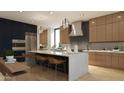 Modern kitchen featuring a large island with seating, sleek cabinetry, and stainless steel appliances at 18720 N 101St St # 3006, Scottsdale, AZ 85255