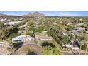Scenic aerial view of the neighborhood with mature trees, green lawns, and beautiful mountain views at 4813 N 28Th Pl, Phoenix, AZ 85016