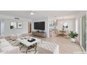 Open concept living room with bright modern decor, adjacent dining area and bright kitchen at 5564 N 77Th Pl, Scottsdale, AZ 85250