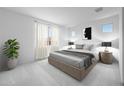 Serene bedroom with neutral tones, large window, and contemporary decor at 18141 W Hiddenview Dr, Goodyear, AZ 85338