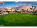 Lush green golf course with manicured putting green, flag, and scenic views of surrounding neighborhood at 22912 N San Ramon Ct, Sun City West, AZ 85375