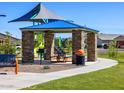 Covered picnic area in a community park featuring stone columns and picnic table at 4166 W Lisa Ln, San Tan Valley, AZ 85144