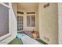 Inviting front entry with decorative potted plants and artificial turf at 6730 E Hermosa Vista Dr # 38, Mesa, AZ 85215