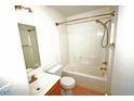 Clean bathroom featuring a shower-tub combination, vanity, and tiled floors at 5808 E Brown Rd # 60, Mesa, AZ 85205