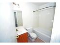 Cozy bathroom with tiled floors, vanity, toilet, and shower-tub combination at 5808 E Brown Rd # 60, Mesa, AZ 85205