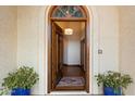 Grand entryway featuring a stained glass window above a wooden front door and views into the home at 1905 N Calle Maderas --, Mesa, AZ 85213