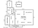 Detailed floor plan showcasing the layout of the ADU and first floor, including the kitchen and main bedroom at 1108 S Lebanon Ln, Tempe, AZ 85288