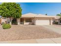 Charming single-story home featuring desert landscaping, a mature tree, and a convenient two-car garage at 21335 N 64Th Ave, Glendale, AZ 85308