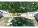 Backyard features lush lawn, mature trees, and patio space perfect for outdoor relaxation at 4153 W Sunnyside Ave, Phoenix, AZ 85029
