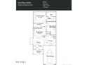 Detailed floor plan of a 969 sq ft home featuring 2 bedrooms, 2 baths, 1-bay garage, and open-concept living at 36560 W Mondragone Ln, Maricopa, AZ 85138