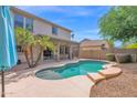 Private backyard oasis featuring a sparkling pool, perfect for enjoying outdoor living at 2950 E Dublin St, Gilbert, AZ 85295