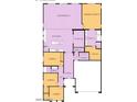 Colorful floor plan illustration showing layout of kitchen, bedrooms, gathering space, and owner's suite at 16928 W Jenan Rd, Surprise, AZ 85388