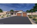 Beautiful home featuring a stone-accented facade, a two-car garage, and desert landscaping at 21347 W Jojoba Ct, Buckeye, AZ 85396