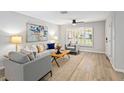 Spacious living room featuring neutral tones, hardwood floors, modern furniture, and ample natural light at 3517 E Monterosa St, Phoenix, AZ 85018