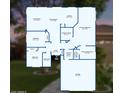 Detailed floor plan showcasing the layout with spacious living room, kitchen, primary bedroom, and garage dimensions at 261 E Mesquite St, Gilbert, AZ 85296
