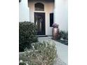 Charming home entrance with decorative wrought iron door, elegant plants, and beautiful landscaping at 14253 N Honeysuckle N Dr, Fountain Hills, AZ 85268