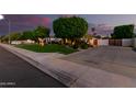 Lovely single-story home with lush landscaping, mature trees, and a spacious driveway at 3931 E Fox Cir, Mesa, AZ 85205