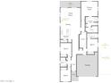 A spacious home floor plan includes four bedrooms, three bathrooms and a three-car garage at 1442 W Tigua Way, Coolidge, AZ 85128