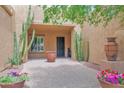 Inviting front entrance with potted plants and desert landscaping creating a charming welcome at 2246 E Crescent Pl, Chandler, AZ 85249