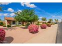 A well-kept front yard with colorful landscaping and mature trees enhances this home's curb appeal at 4232 W Purdue Ave, Phoenix, AZ 85051